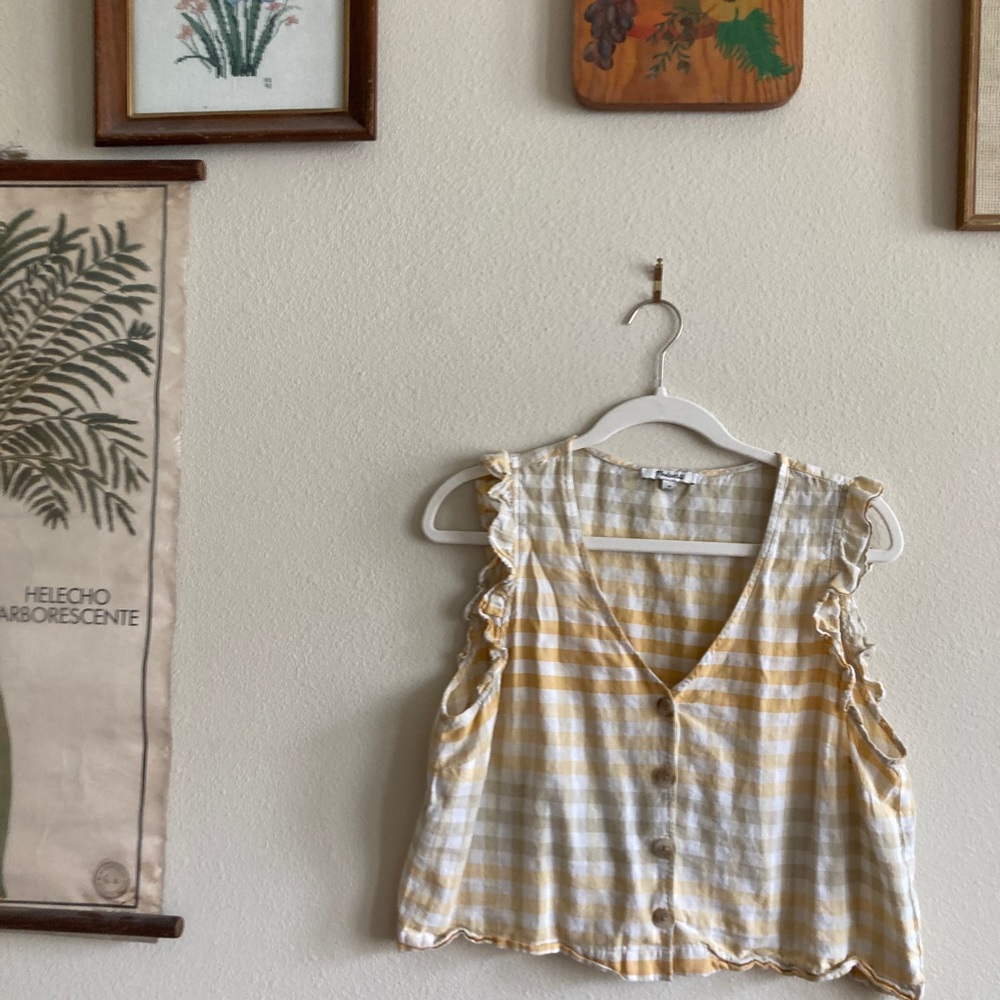 Madewell yellow plaid crop top